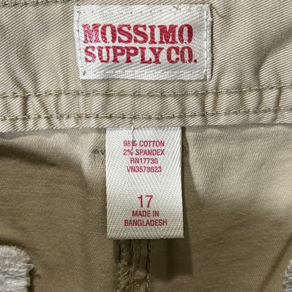 Mossimo Supply Co Womens Khaki Tan Straight Leg Cargo Pants Size 17 Zip Pockets - Picture 8 of 10